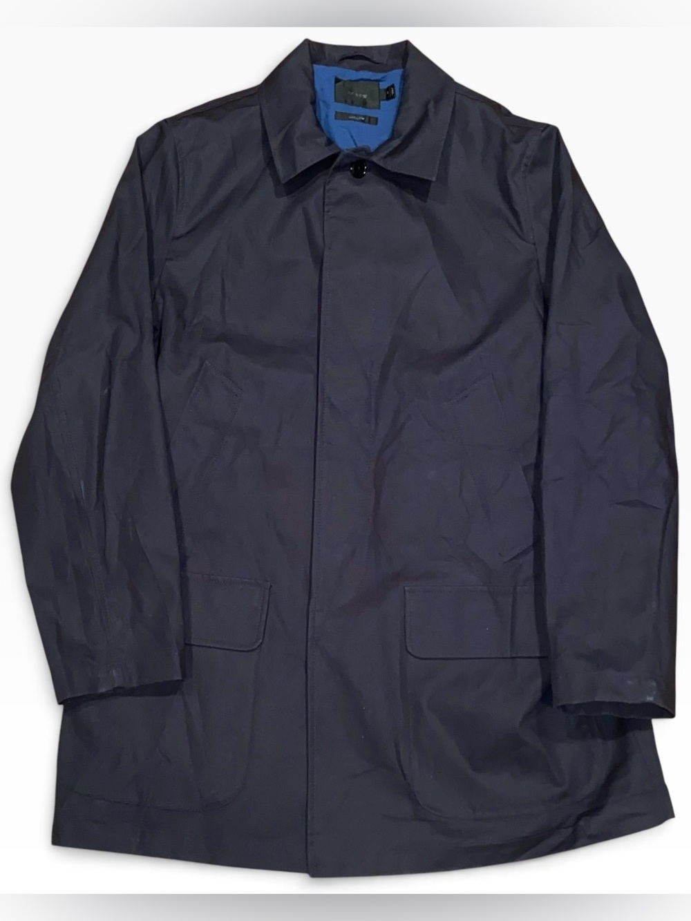 $248 J Crew Ludlow Mac Rain Jacket Mens Navy Blue Water Repellent Trench Coat M